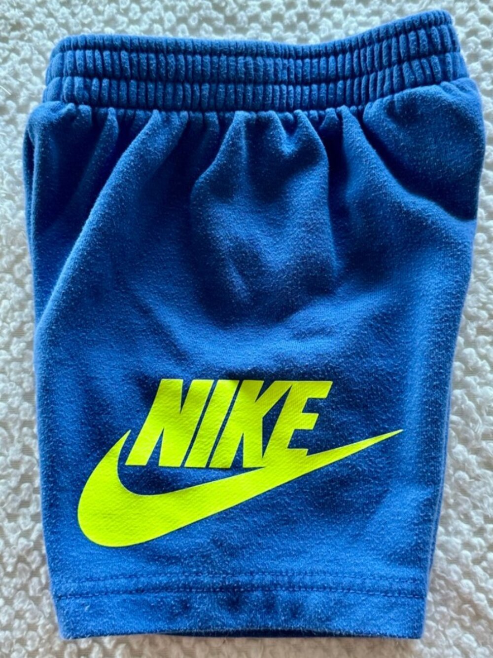 Nike Shorts Blue 3T Neon Swoosh Logo Soft Fleece Elastic Waist